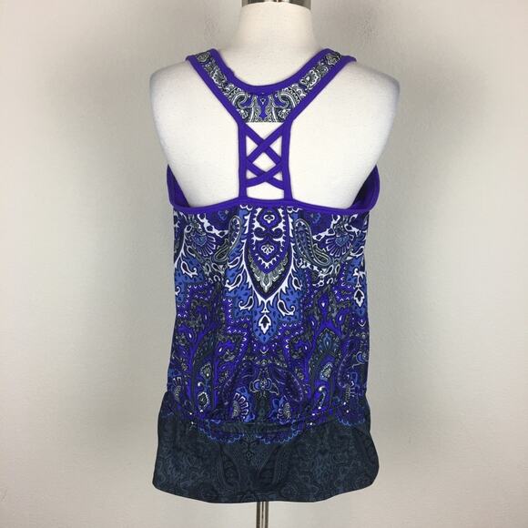Athleta Purple Paisley Athletic Top Large - Picture 5 of 7